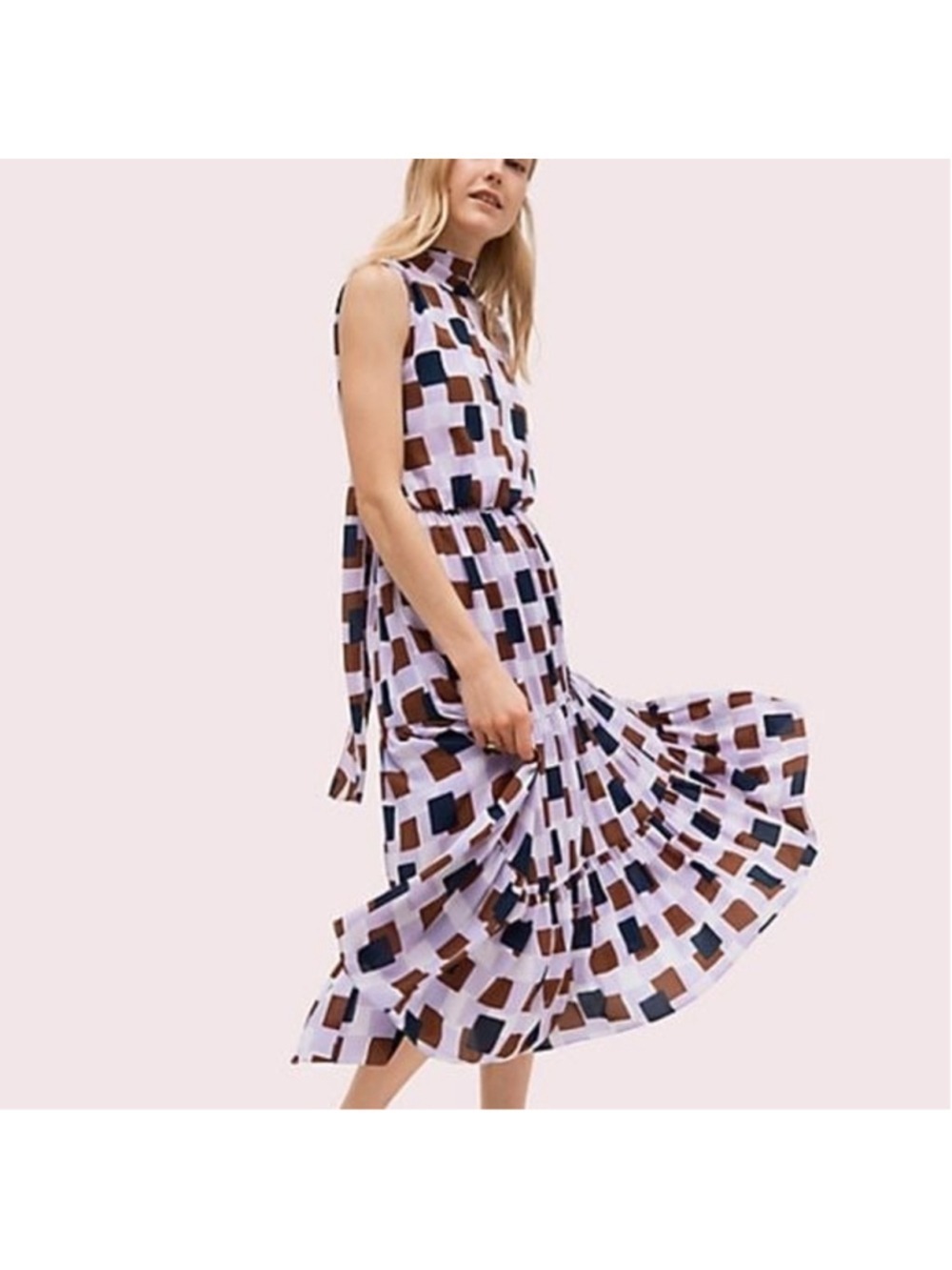 Kate Spade New York Geo Squares Tie-neck Dress size 6